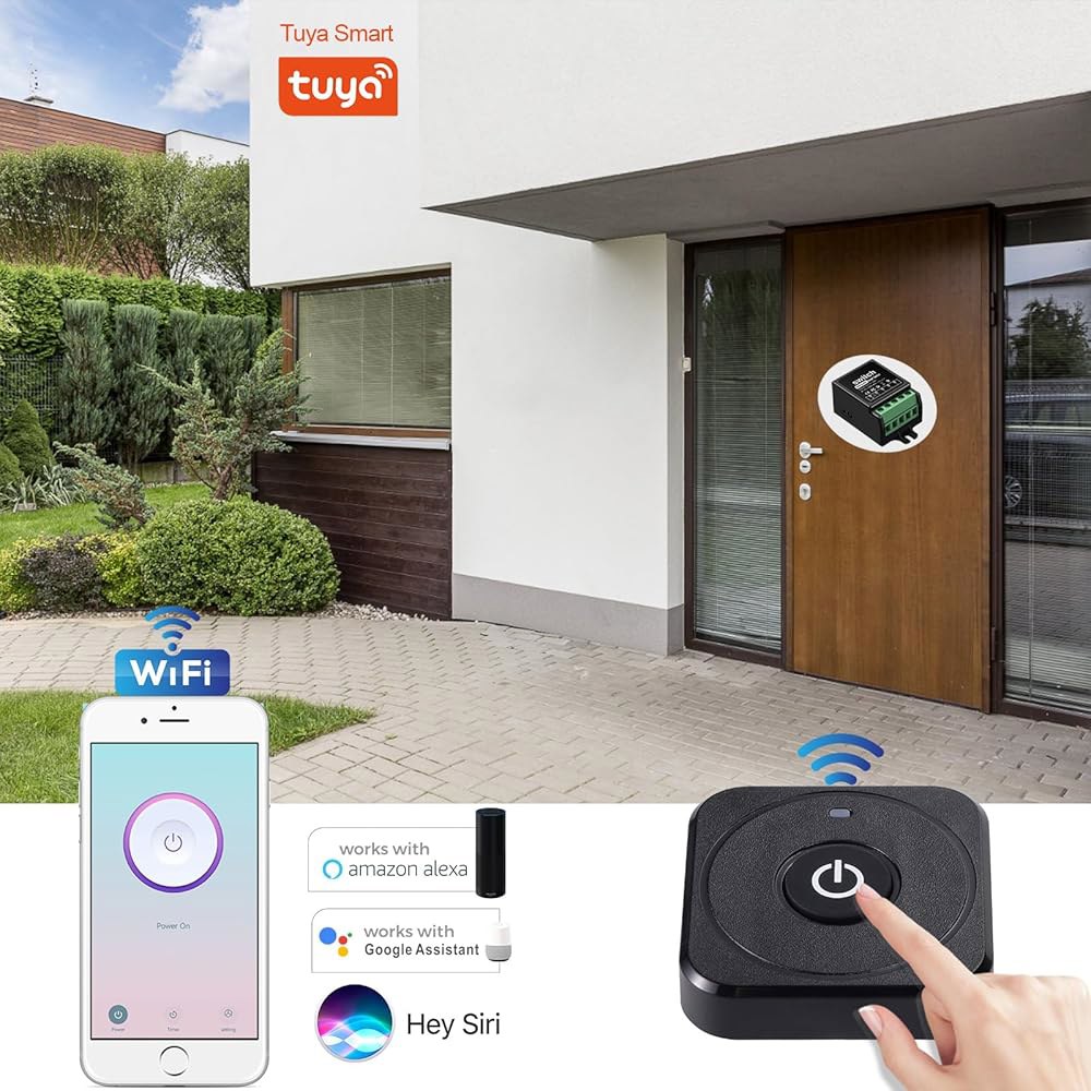 SRDKG 미니 12v WiFi 스마트 스위치, 드라이 컨택트 5-48v Rf 무선 리모컨 DC 릴레이 스위치 10암페어 전기 잠금 도어용 - 상세 이미지 2