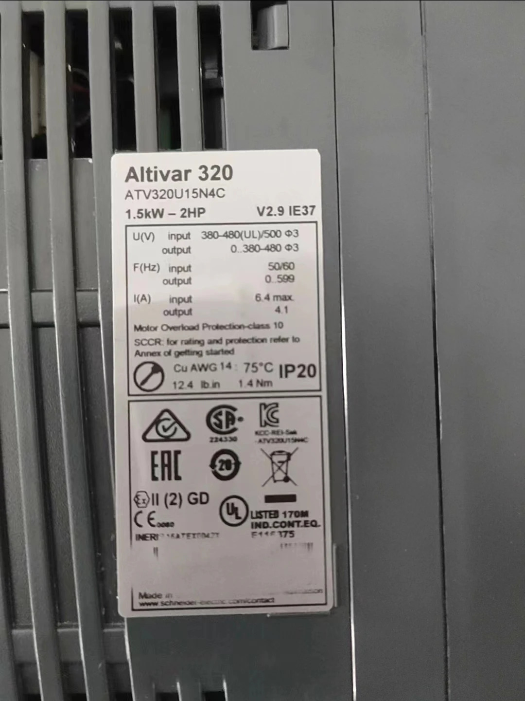 ATV320U15N4C 사인버터 1.5kW-2hp호환 리퍼 기능 OK