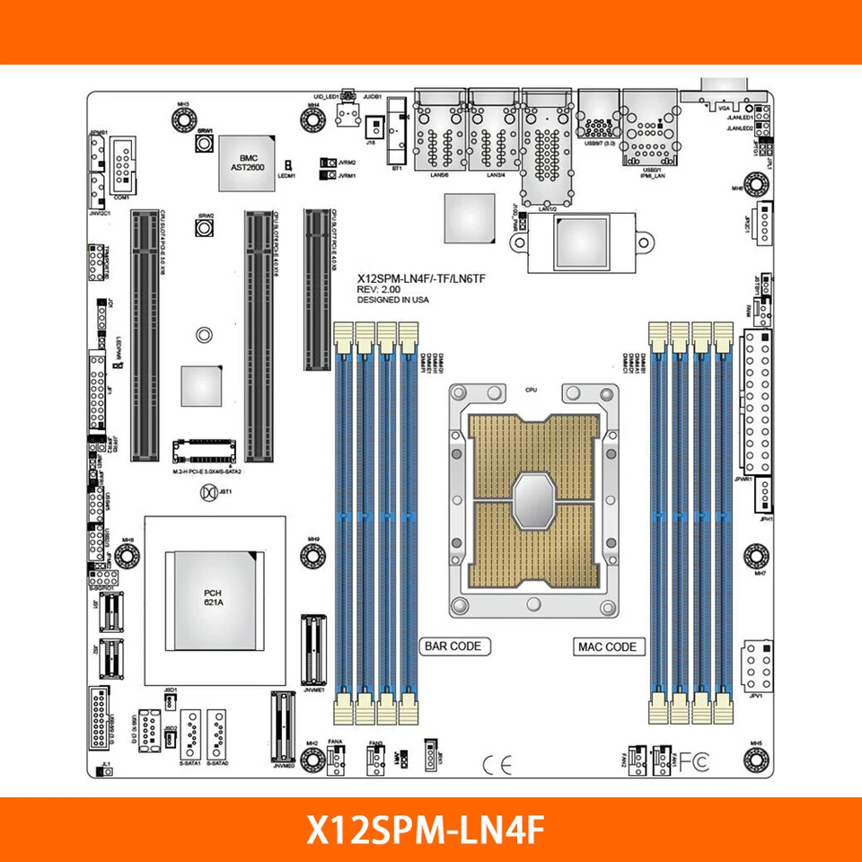 X12SPM-LN4F Supermicro M- DDR4-3200MHz C621A LGA-4189 10XSATA 3 서버 마더보드