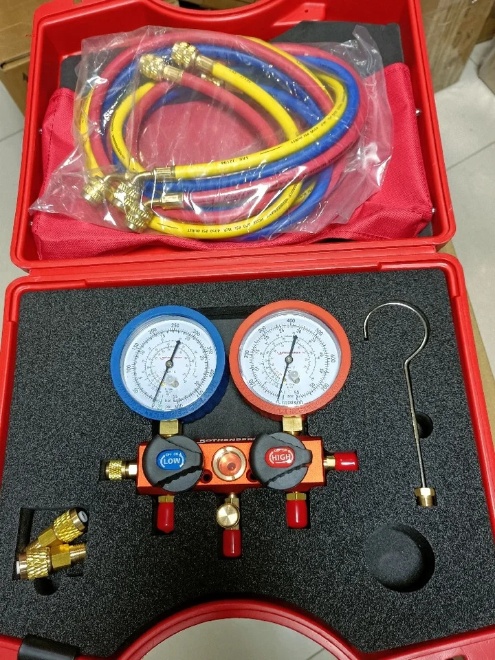 범고압 저압 게이지 3색 튜브 R22R134R410A 1.5m 80mm