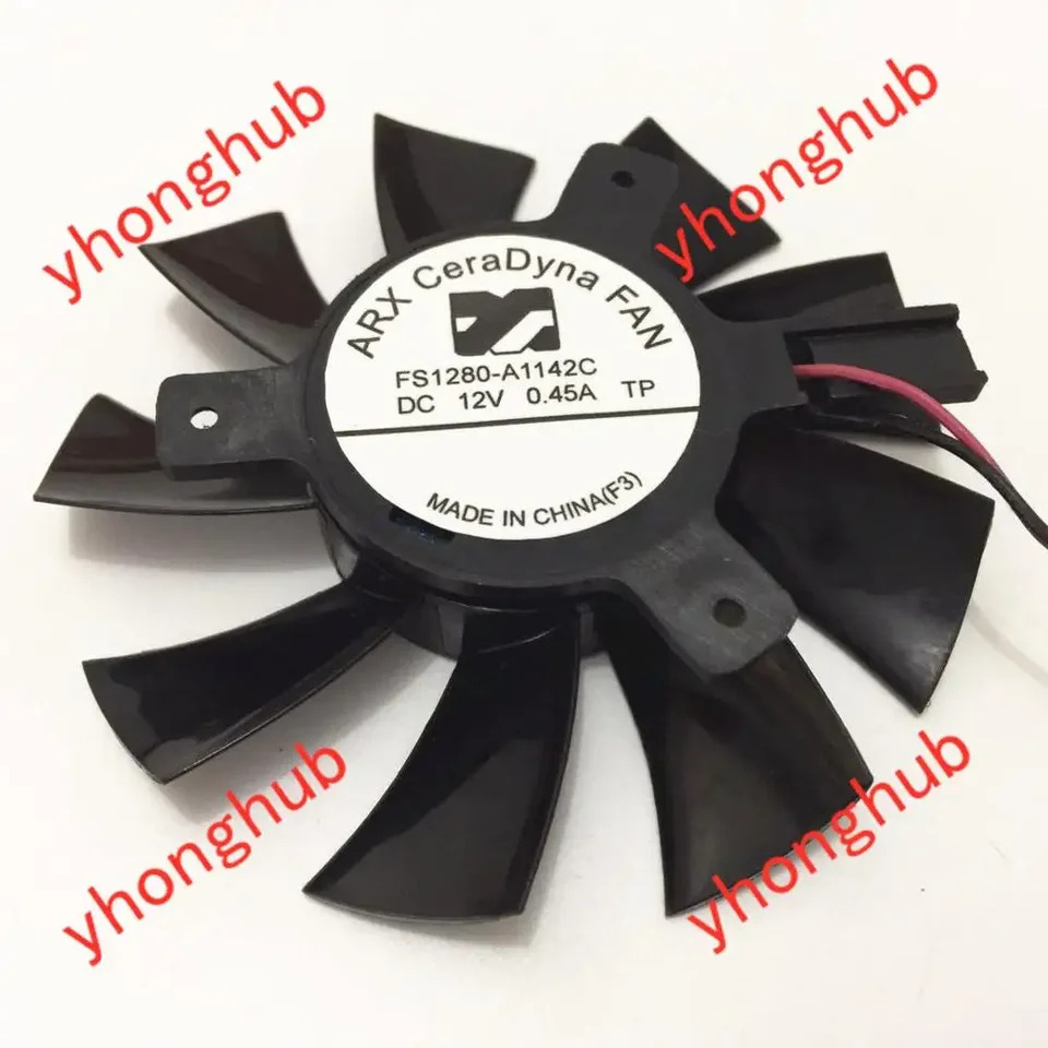 ARX FS1280-A1142C DC 12V 0.45A 직경 C.T.C 프레임리스 서버 냉각팬 2 와이어 75mm 40mm