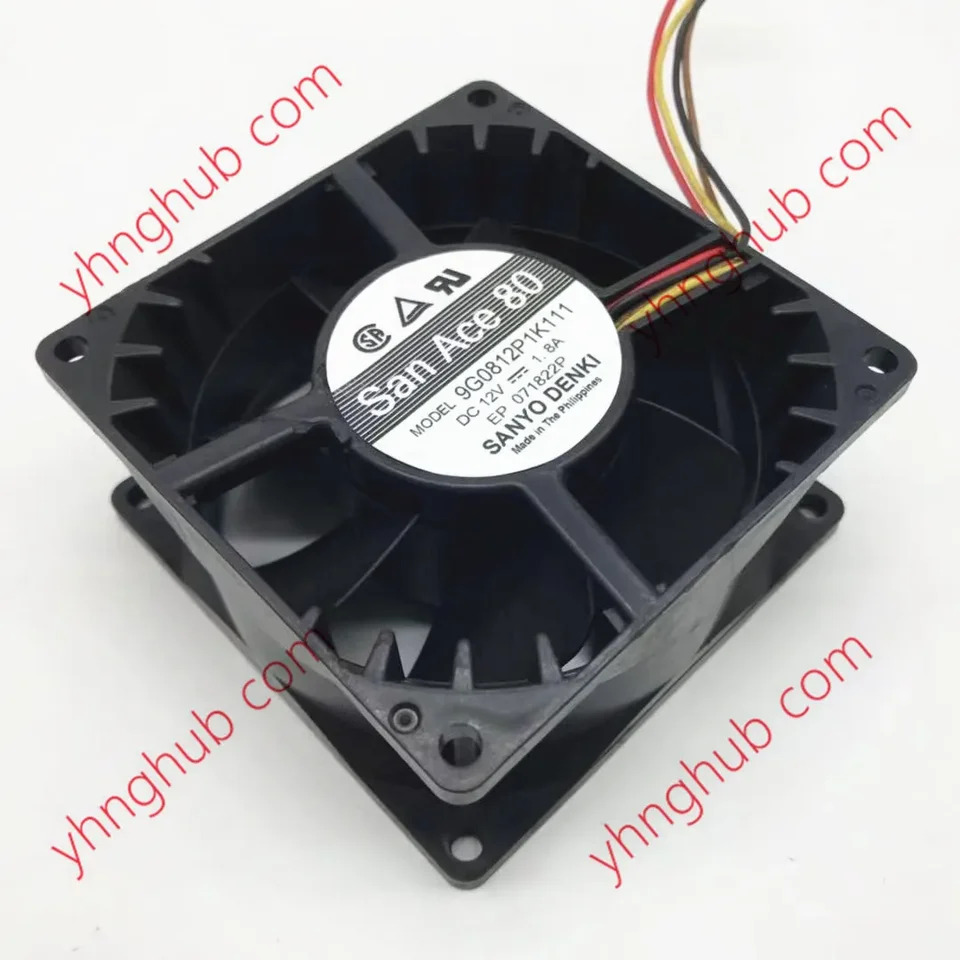Sanyo Denki 4 와이어 서버 냉각팬 9G0812P1K111 DC 12V 1.8A 80x80x38mm