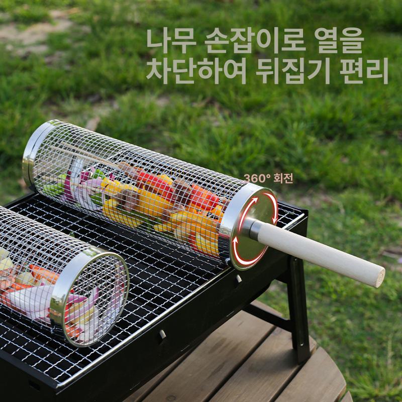 바베큐 그릴 스테인리스 휴대용 화로대 숯불 석쇠 불판 훈제 야외 일본식 손잡이 - 상세 이미지 4