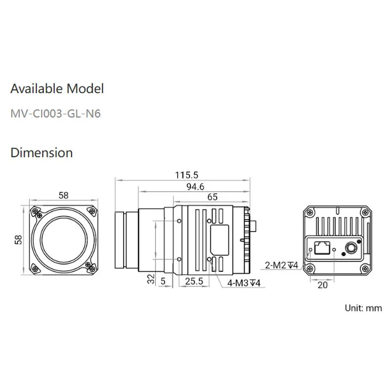Hikrobot MV-CI003-GL-N6 산업카메라 머신 비전글로벌 셔터 17 m 640x512