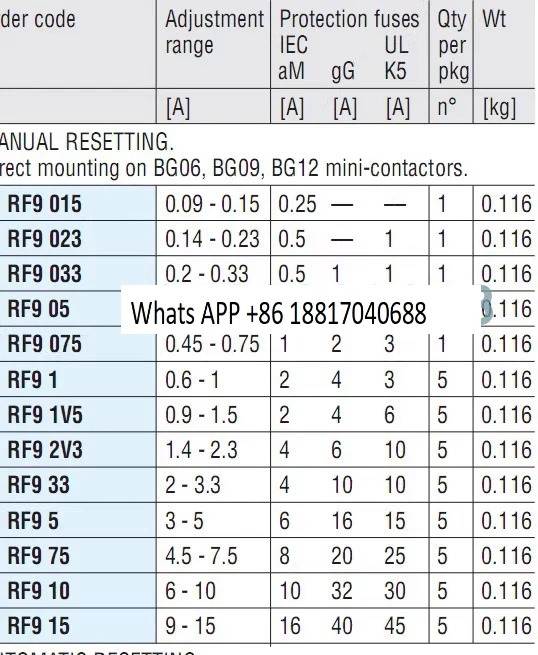 BG0910A230V/BG06/BG12/BF09/BF12/BF18 버너 LOVATO 접촉기