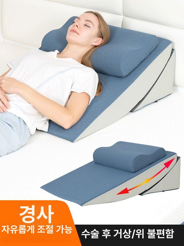 침대용 쿠션 높이조절 수납포켓 패드 각도 메모리 독서 인체공학적 편안한 허리 - 상세 이미지 2