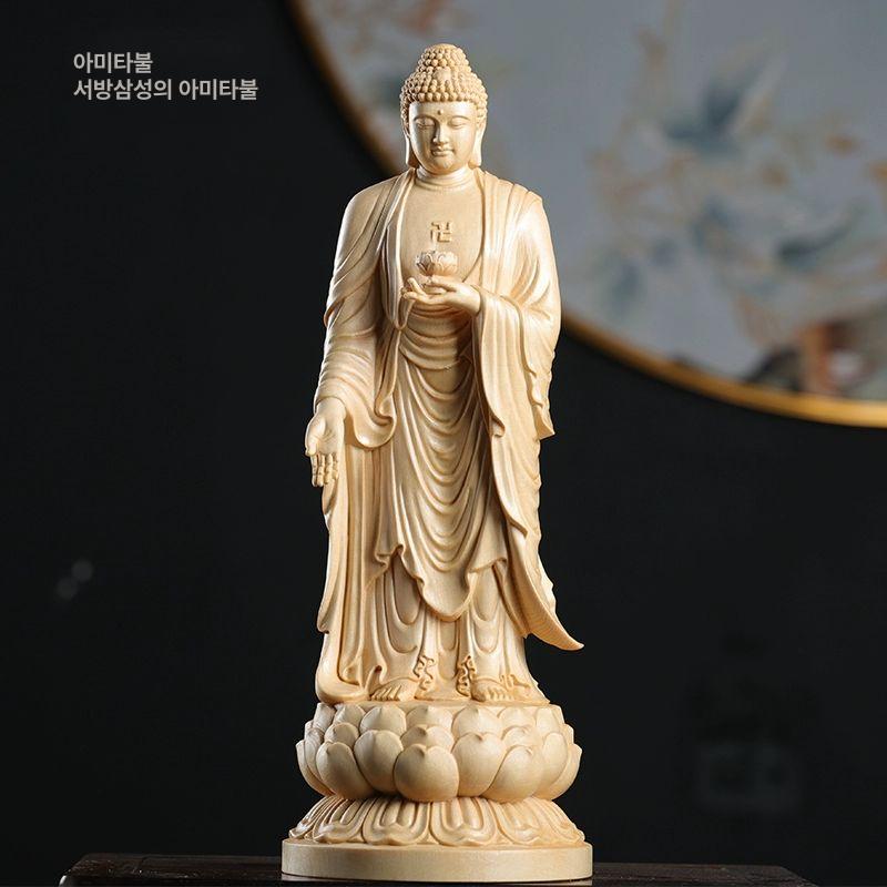 원목 불상 가정용 장식품 부처님상 관음보살 기도 불교용품 사찰 공예 석가모니 봉안 - 상세 이미지 2