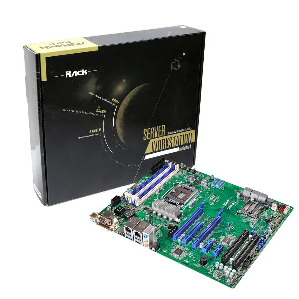 단일 CPU 워크스테이션 마더보드 ASRock호환 C236 WS LGA1151 지지대 E3-1200 v5/v6 슬롯 DDR4