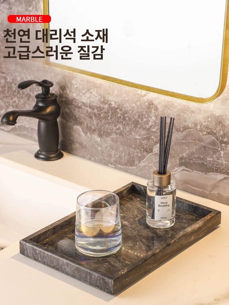 대리석 칫솔꽂이 거치대 소형 칫솔걸이 치약 호텔 욕실 접시 심플 인테리어 - 상세 이미지 2