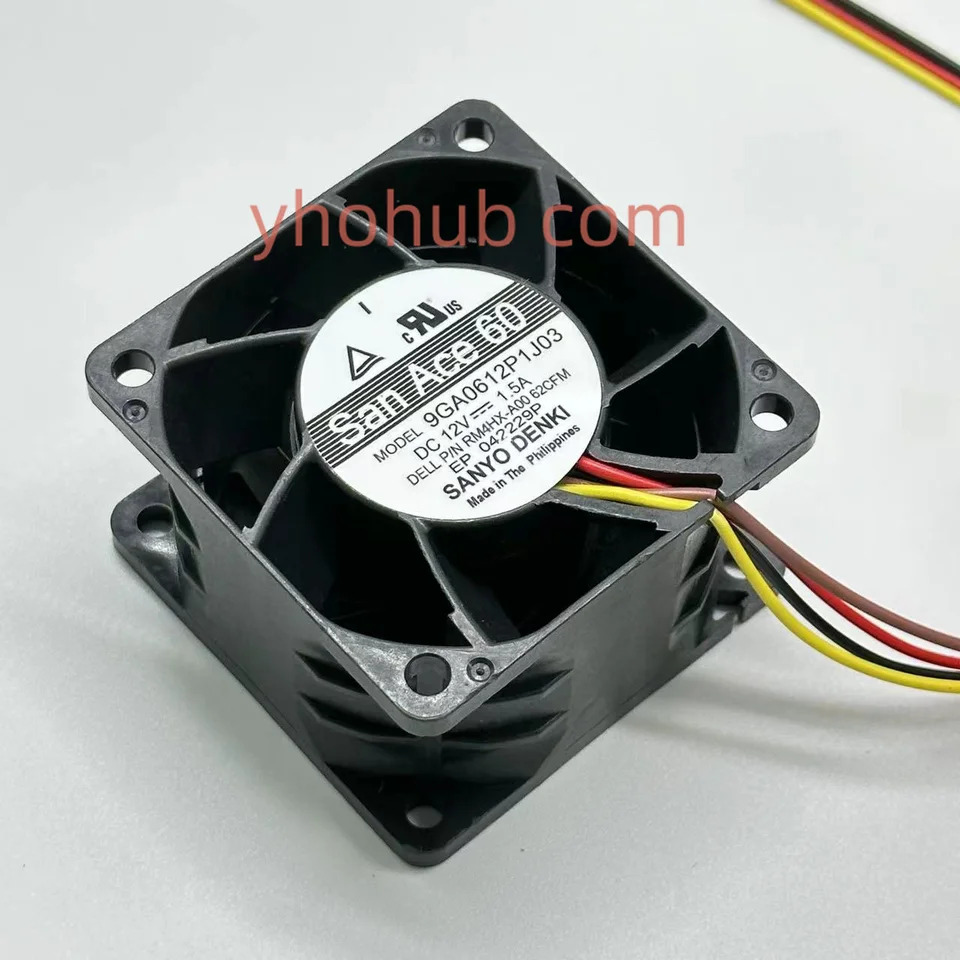 Sanyo Denki 4 와이어 서버 냉각팬 9GA0612P1J03 DC 12V 1.50A 60x60x38mm