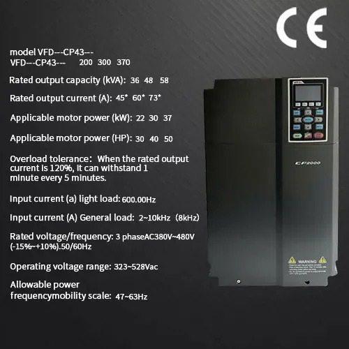 고성능 Del ta VFD 주파수 변환기 CP 2000 MS 300 3상 모터 드라이브 가변 드라이버 380V