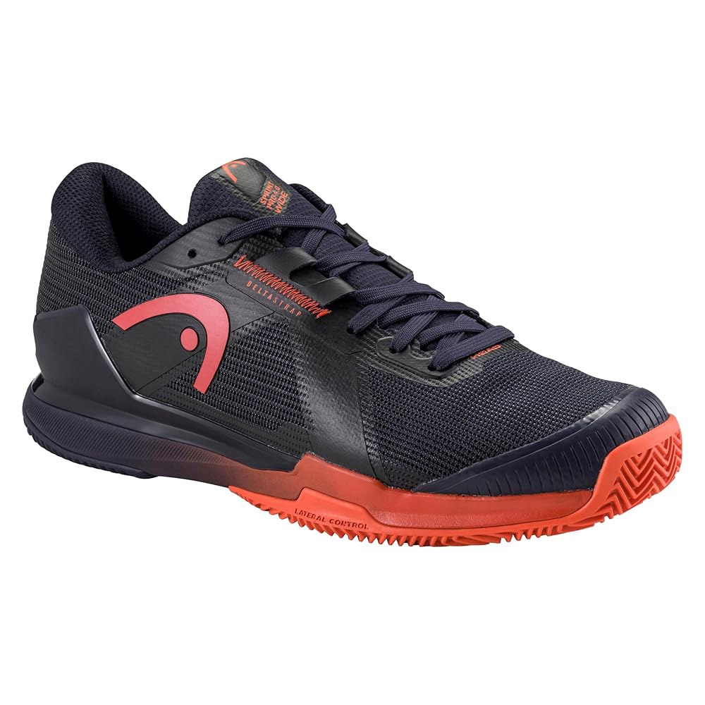 HEAD 남성용 Sprint Pro 4.0 테니스화 통기성, 코트 다크 8 에너지 블루/레드, 및 리턴, - (와이드) 클레이, 경량, 올 와이드 - 상품 이미지