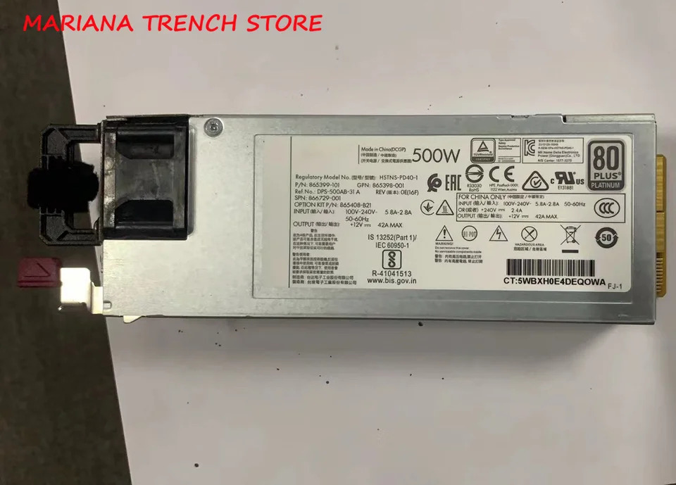 hp호환 Gen10 서버HSTNS-PC40-1 HSTNS-PD40-1HSTNS-PL40-1 500W 전원공급장치 865399-501 866729-001