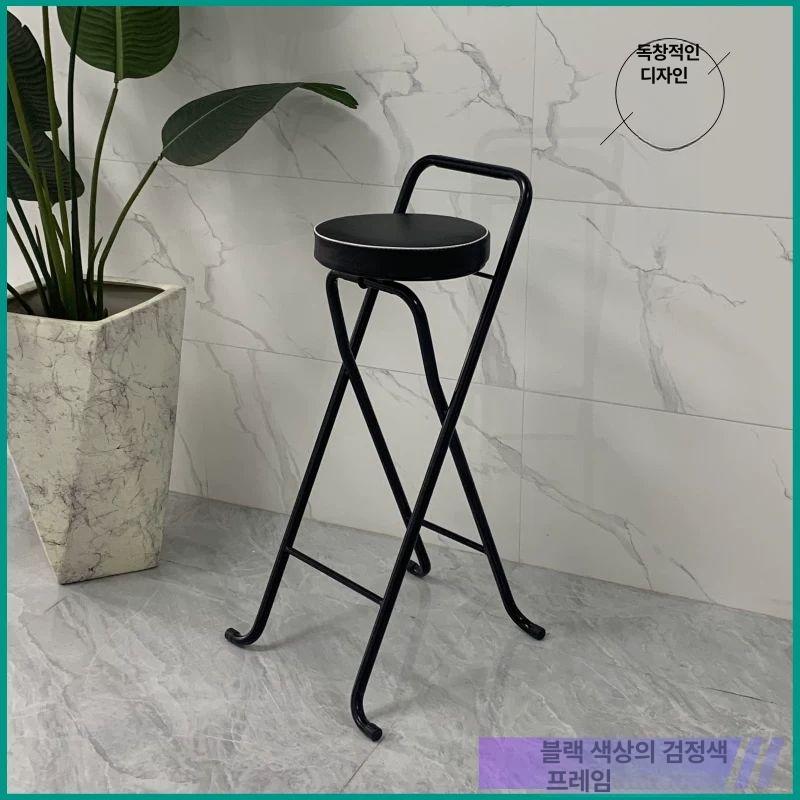 접이식 홈바의자 높은 원목 키높이 스툴 하이체어 빈티지 모던 아일랜드식탁의자 - 상세 이미지 4