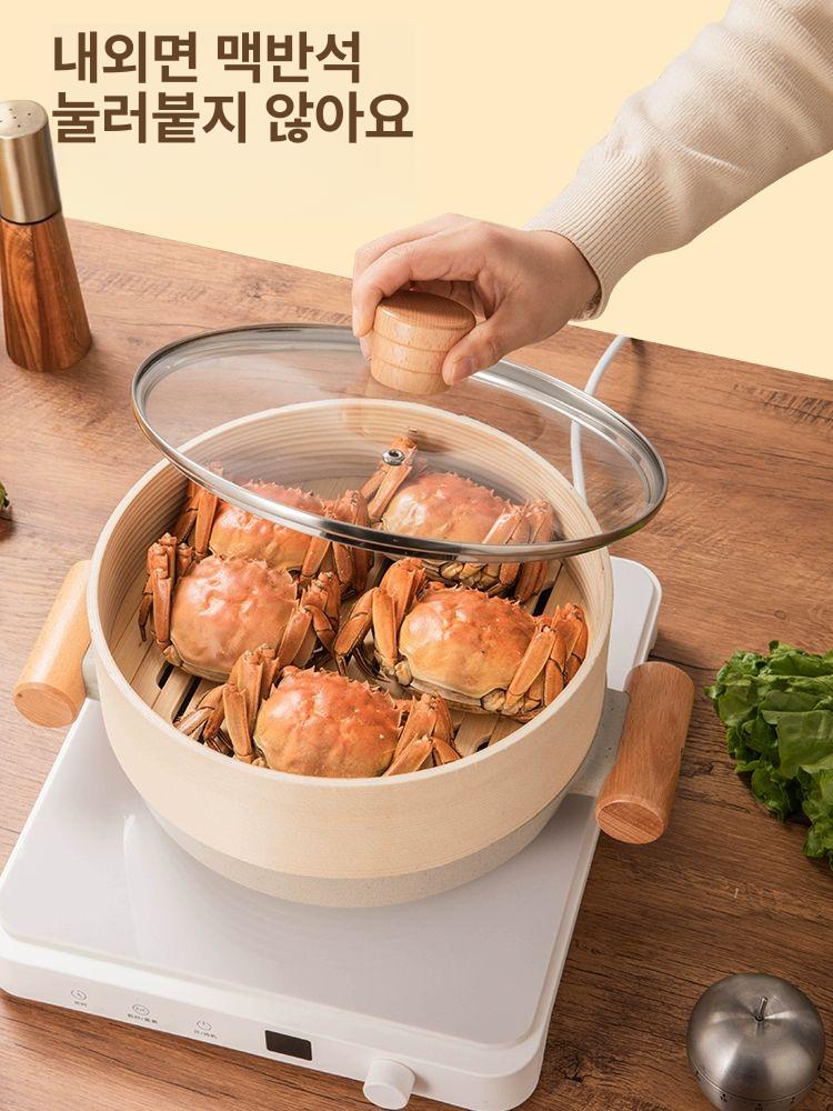 편백 나무찜기 찜솥 업소용 적층식 원형 뚜껑 식당 찜통 찜판 다용도 사각 해산물 - 상세 이미지 3