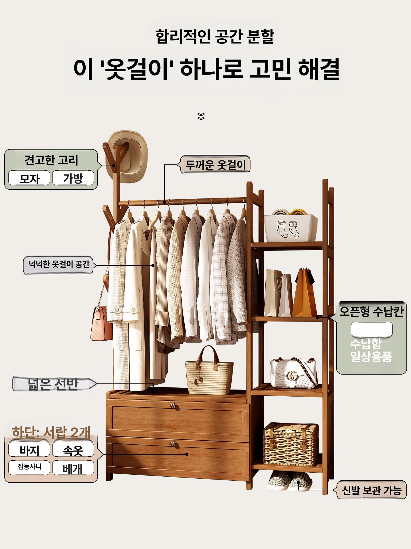 원목 가정용 키낮은옷장 캐비닛 정리 간이 미닫이문 조립 싱글족 키작은옷장 수납장 - 상세 이미지 4
