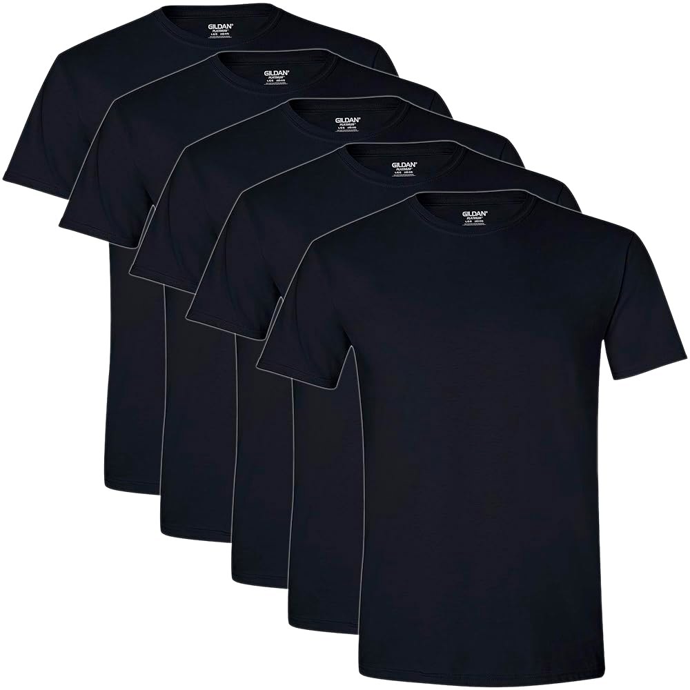 길단 플래티넘 남성 크루 티셔츠 1 Black (5-pack) Medium - 상품 이미지