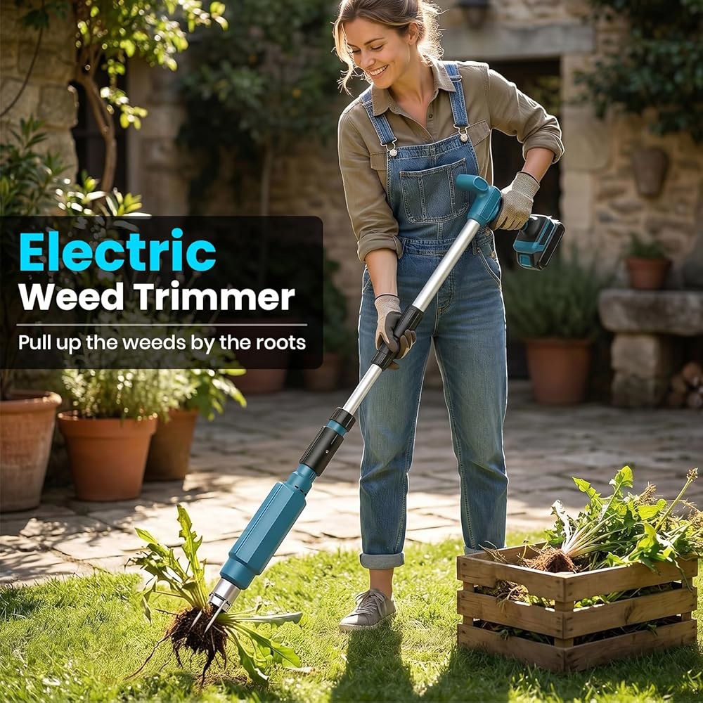 DTNESS Makita 18V용 전기 잡초 풀러 잔디, 원예 제초기 정원용 3개의 긴 핸드 마당, 도구, 제초 발톱 메커니즘 툴, 포함(배터리 손잡이 미포함) 헤드, 스틸 스탠드 - 상세 이미지 2