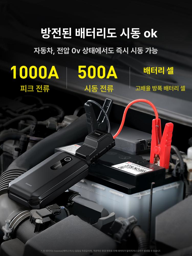20000mah 스타터 충전기 보조배터리 부스터 비상시동 차량용 태양광 가솔린 리튬 - 상세 이미지 2