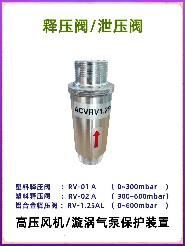 알루미늄 합금/플라스틱 압력 릴리프 밸브 RV-01A/RV-02A/RV-1.25AL 팬 에어 펌프 보호