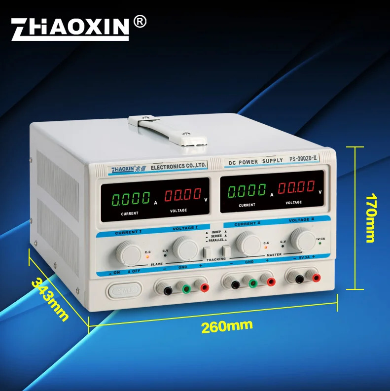 PS-3002D-II 듀얼 선형 DC 조정 전원공급장치 30V 2A 양 음 출력 조절 가능