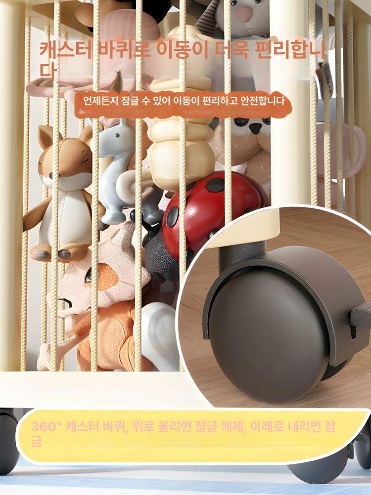 소품정리 인형정리함 수납함 거실 박스 인형보관통 원형 용품 진열함 인형정리바구니 - 상세 이미지 4