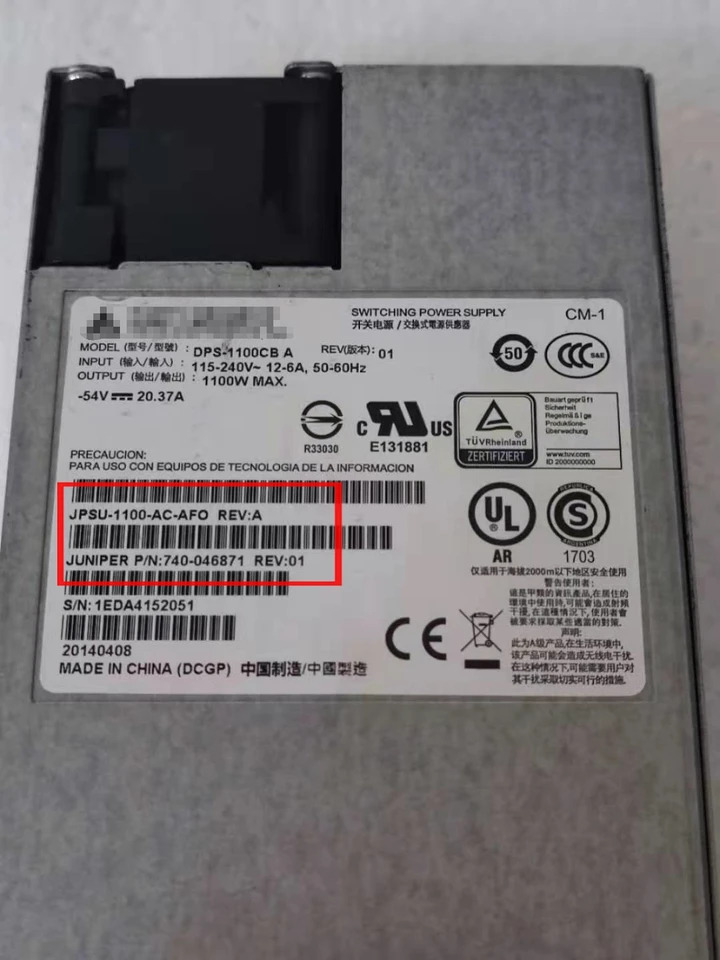 DPS-1100CB A 주니퍼 네트워크 스위치 전원공급장치 JPSU-1100-AC-AFO 740-046871