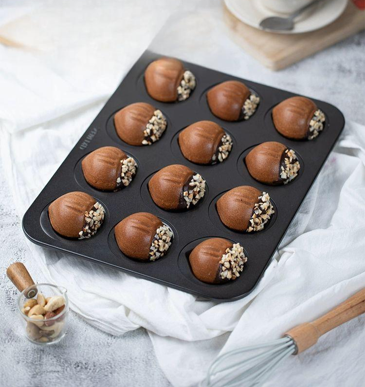 12구 밤모양틀 비점착 논스틱 마들렌틀 떡틀 밤틀 오븐용 베이킹틀 구움틀 마들렌팬 - 상세 이미지 2