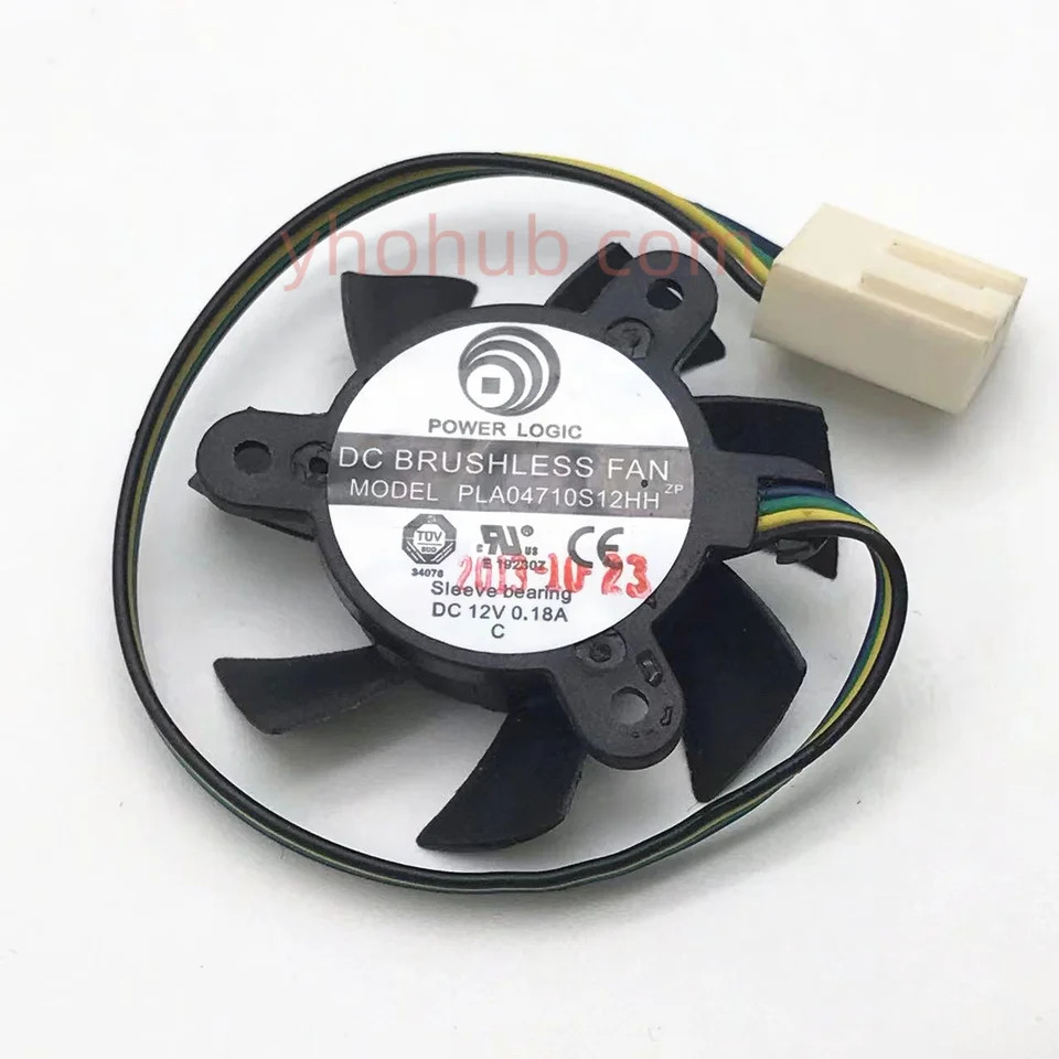 파워 로직 PLA04710S12HH DC 12V 0.18A 직경 C.T.C 프레임리스 냉각팬 4 와이어 서버 36mm 26mm