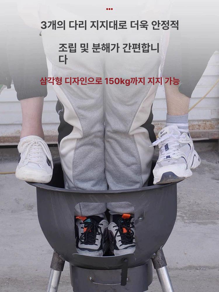 바베큐 드럼통화로 야외 바비큐 화롯대 캠핑 장작 직화 석쇠 훈연 무쇠 숯불화로 원형 - 상세 이미지 4