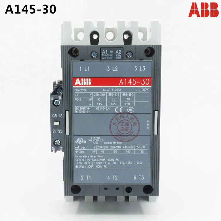 ABB 접촉기 상세 정보 A145-30-11-80 x 220-230V 50Hz/230-240V 60Hz ID1SFL471001R8011