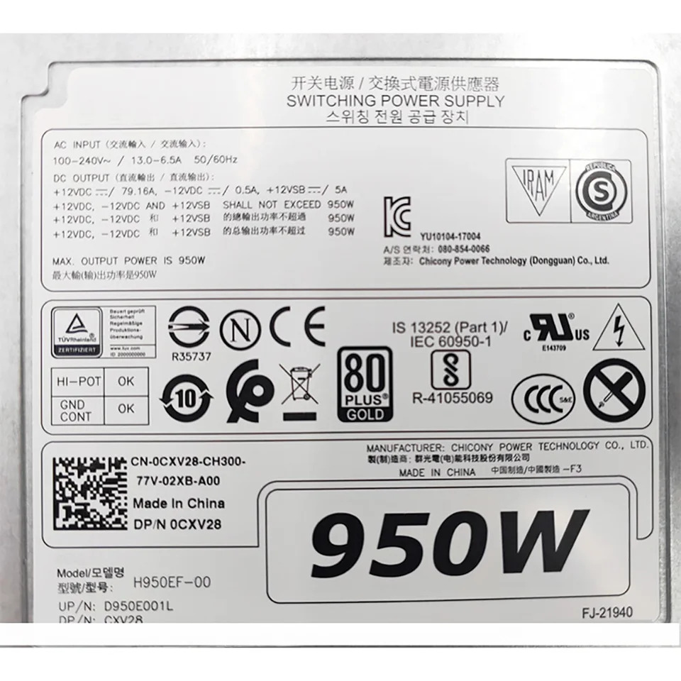 H950EF-00 전원공급장치 D950EF-00 AC950EF-00 CXV28 WGCH4 미세 DELL T5820 T7820 T7920 950W