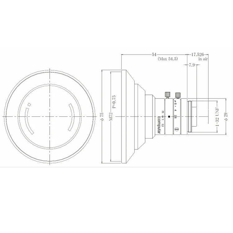Daheng 이미징 산업검사 렌즈 긴 작동 거리 머신 비전 카메라hn-0528-6m-cb2/3