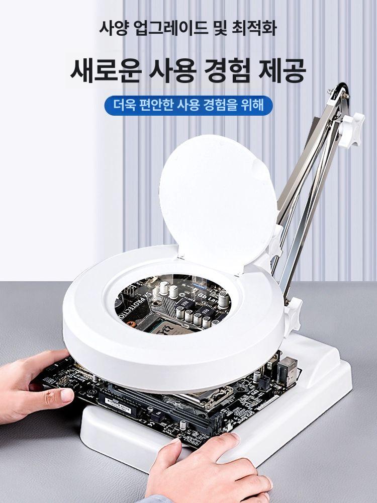 led 스탠드확대경 돋보기 탁상 링라이트 루페 작업용 기본 집게 회로 조명확대경 - 상세 이미지 3