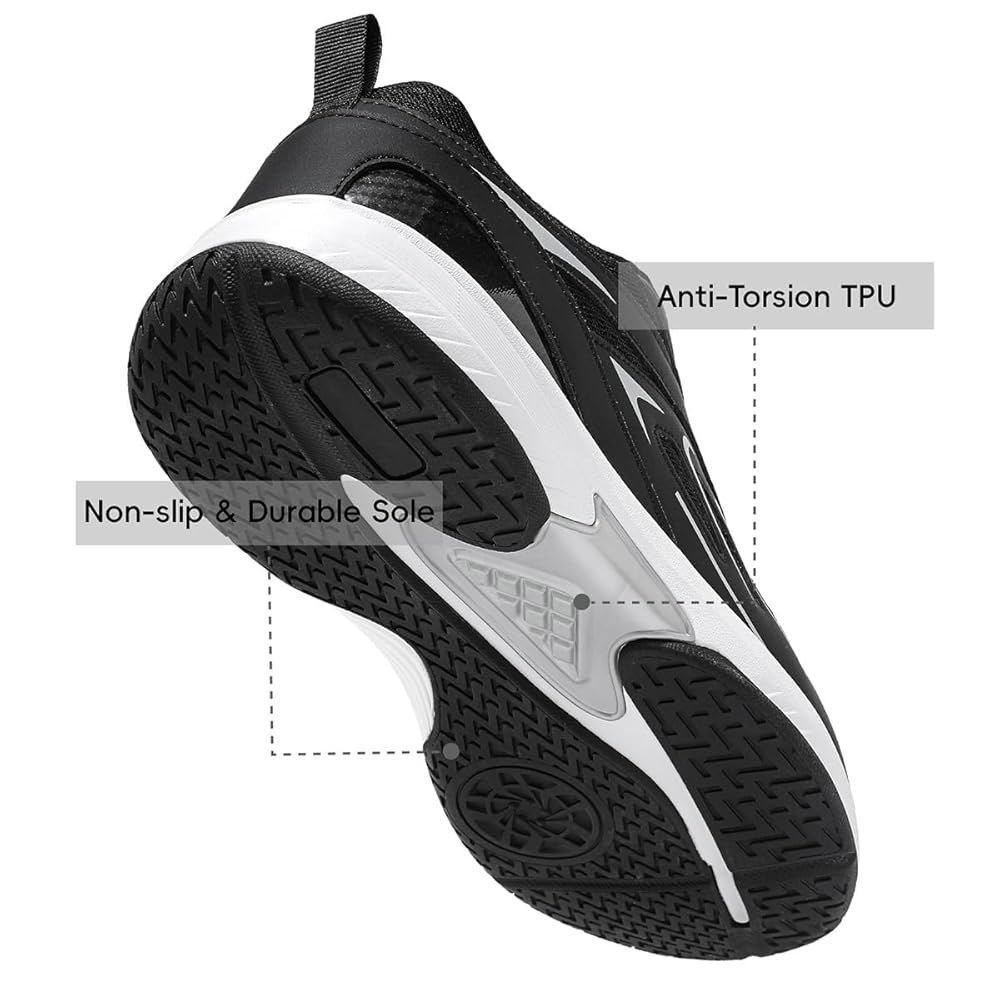 EADNLY Pickleball Shoes 남성용 테니스 신발 엑스트라 미끄럼 신발, 스니커즈 경량 방지 통기성 모든 라켓 운동용 코트 블랙. 와이드 스포츠 Blue 12 - 상세 이미지 3