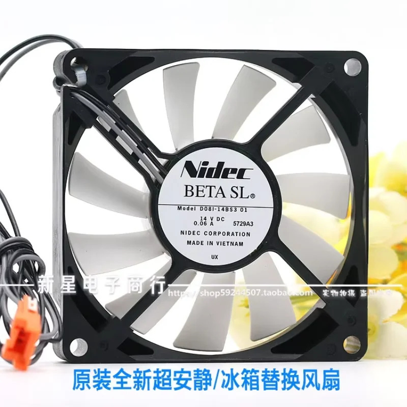 Nidec D081-14BS3 2 와이어 서버 냉각팬 DC 14V 0.06A 80x80x15mm