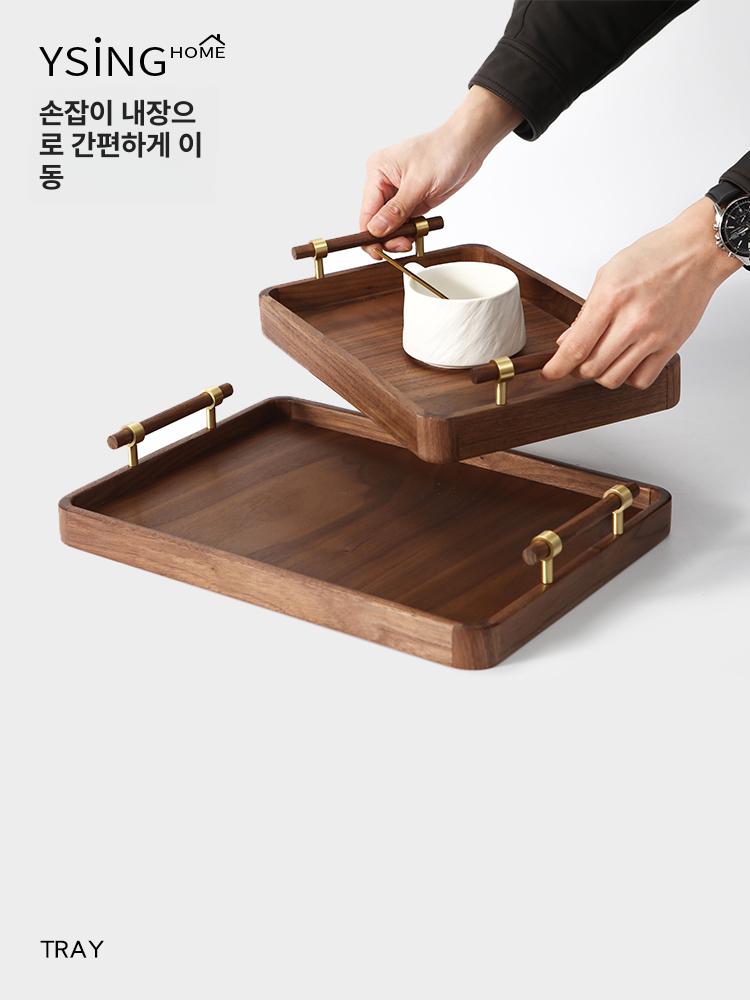 나무 서빙트레이 접시 사각형 원형 플래터 보드 모양 - 상세 이미지 2