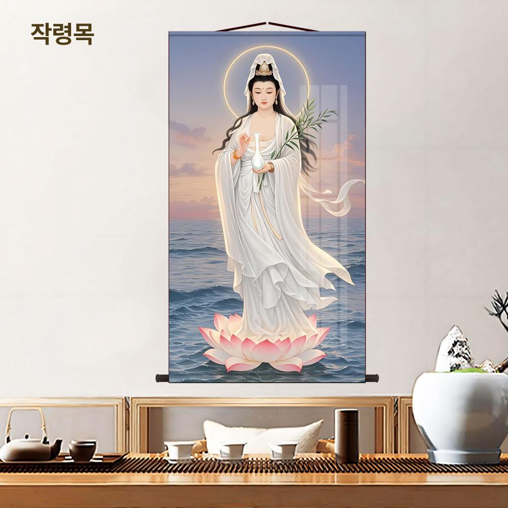 불교용품 액자 족자 벽걸이 불화 석가모니 법당 탱화 프레임 거실 가로형 관음보살 - 상세 이미지 2