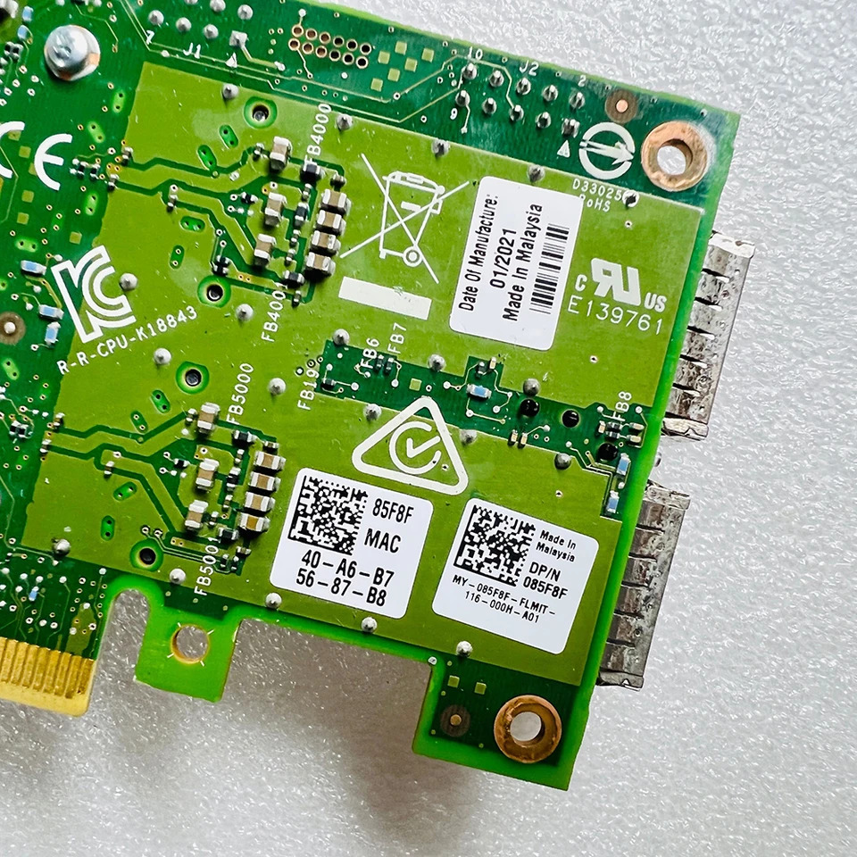 듀얼 포트 100G 파이버 10G 네트워크 카드 DELL 085F8F E810-CQDA2