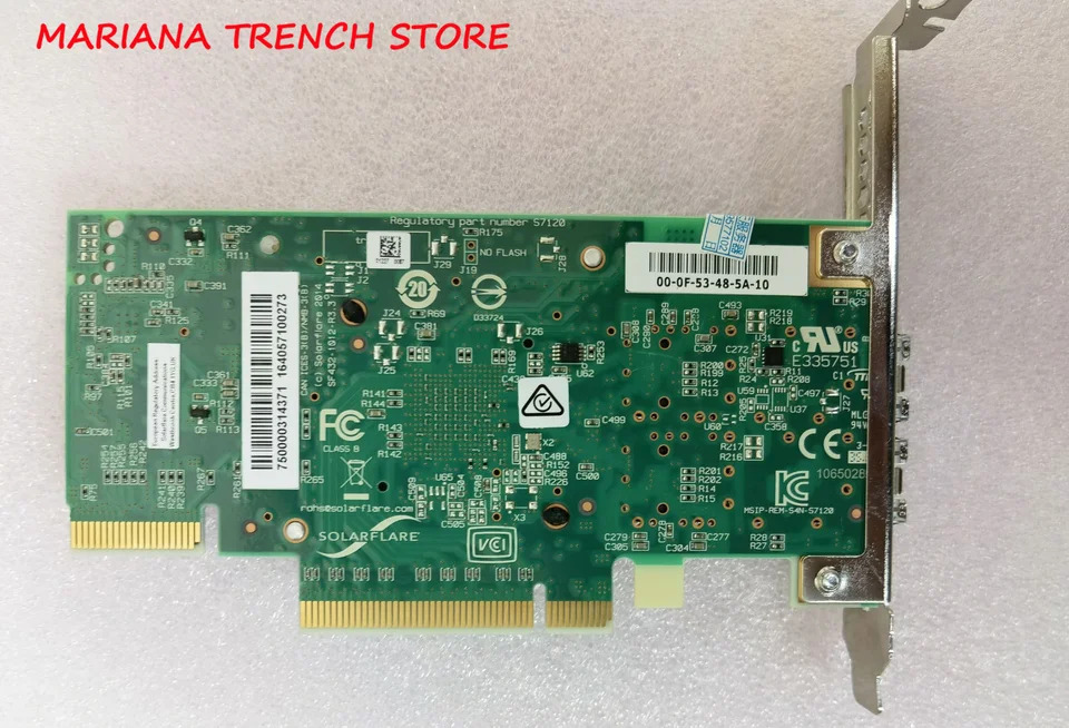 Solarfare듀얼 포트 10G 네트워크 카드 SFP10G 파이버 SFC9120 S7120
