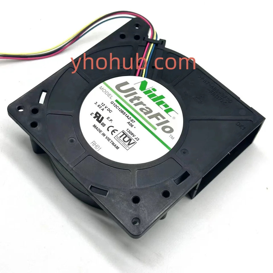 Nidec G12C12BS1AZ-07 A06 DC 12V 3.63A 120x120x32mm 4 와이어 서버 냉각팬