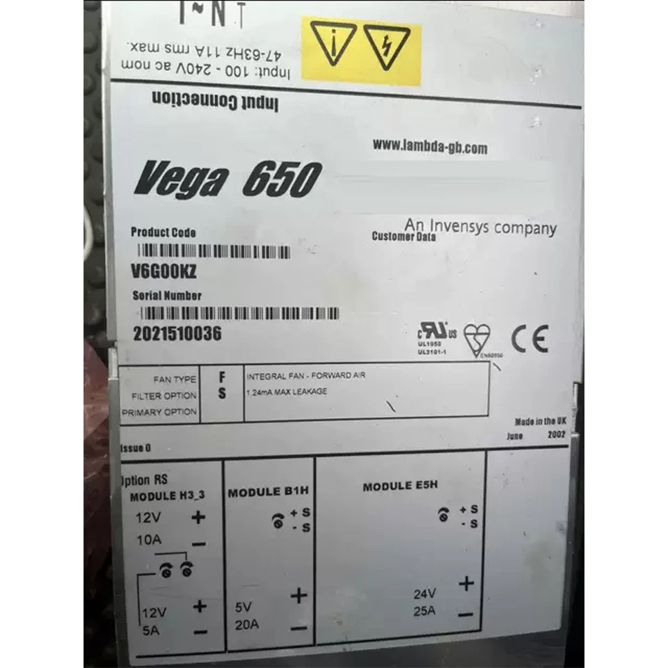 TDK-LAMBDA Vega650 인쇄기프로 전원공급장치 V6G00KZ