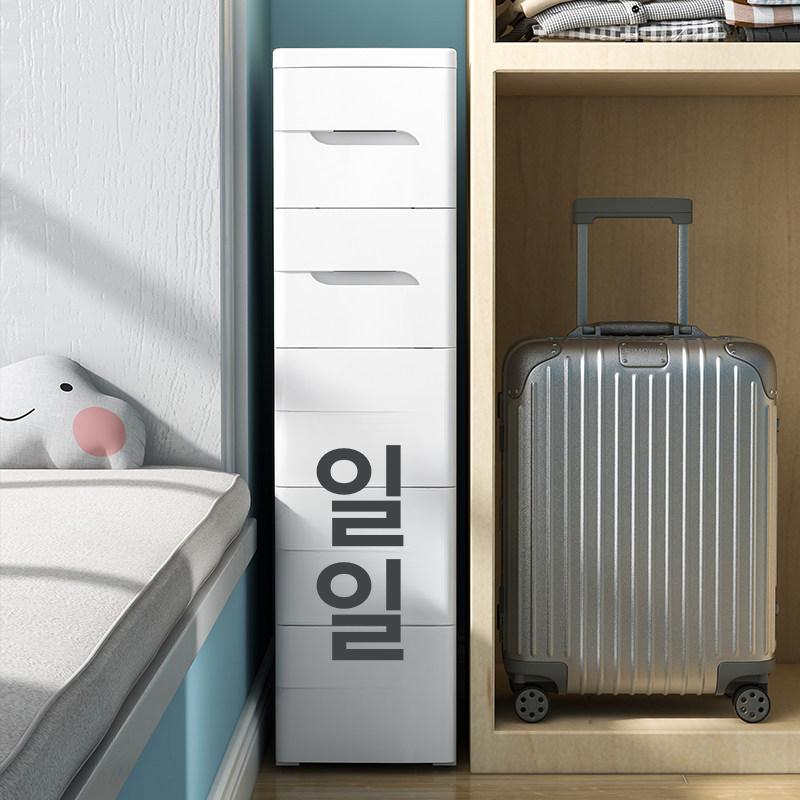 슬림 서랍장 수납함 이동식 욕실 정리함 바퀴 서랍함 보관함 틈새서랍 슬라이드 투명 - 상세 이미지 4