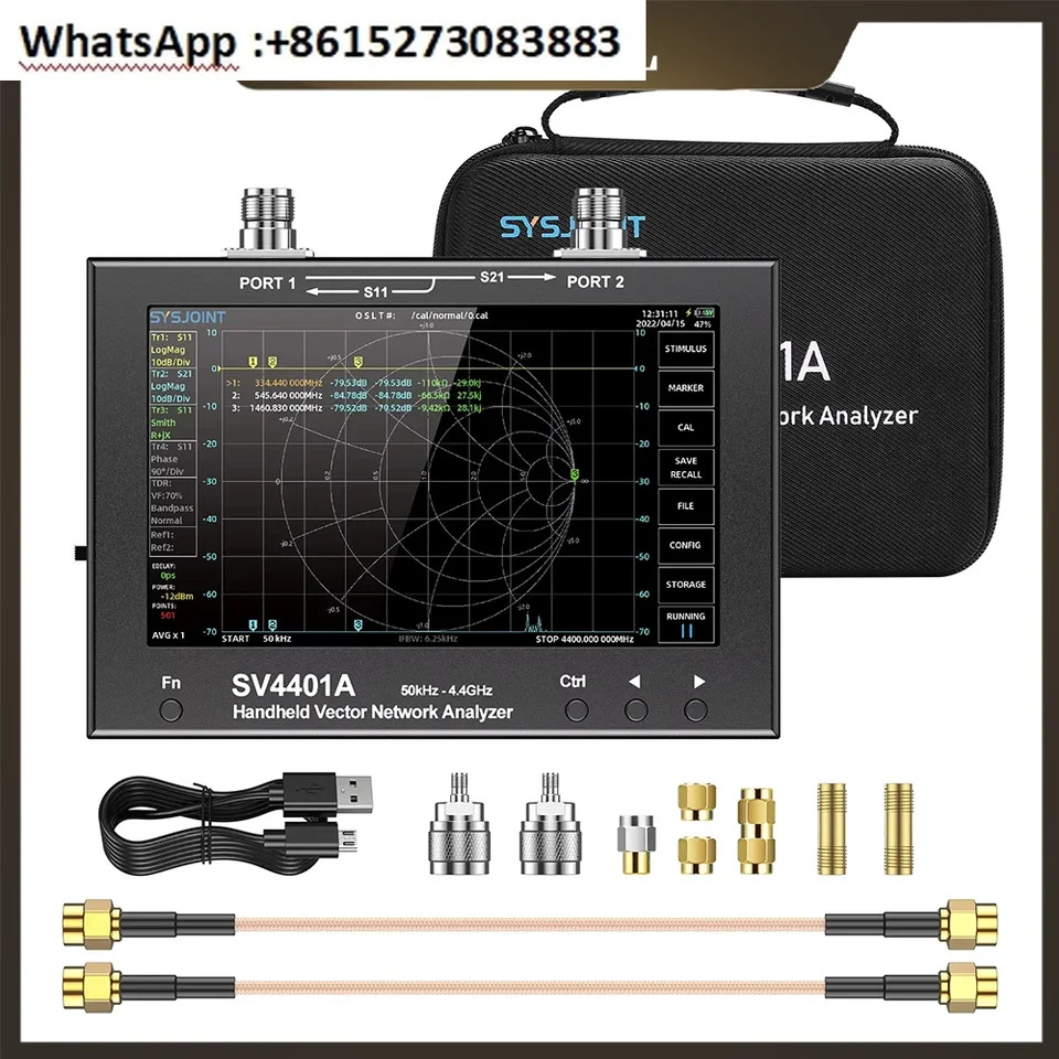 벡터 네트워크 분석기 SV4401A 50K-4.4GHz 7 인치 화면 VNA 언어 어 영어 프랑스어 러시아어