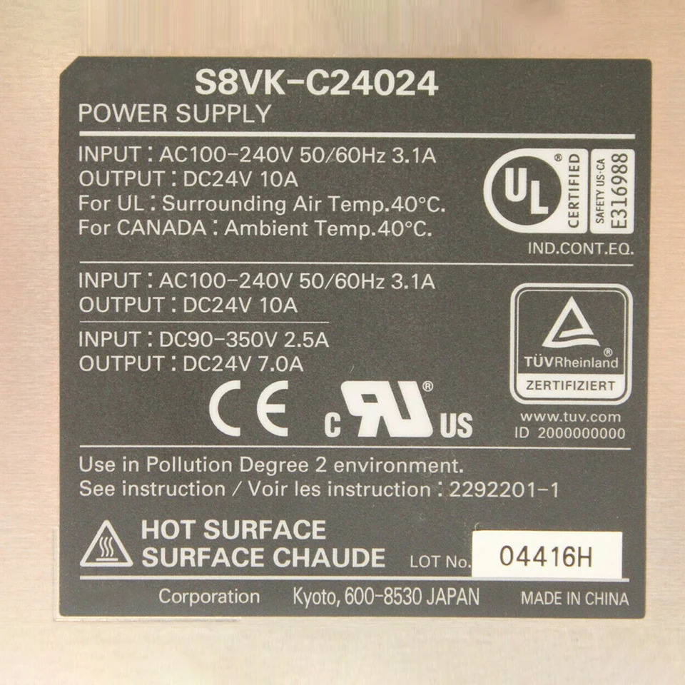 스위칭 전원공급장치 S8VK-C24024 DIN 레일 설치 240W 24V 출력