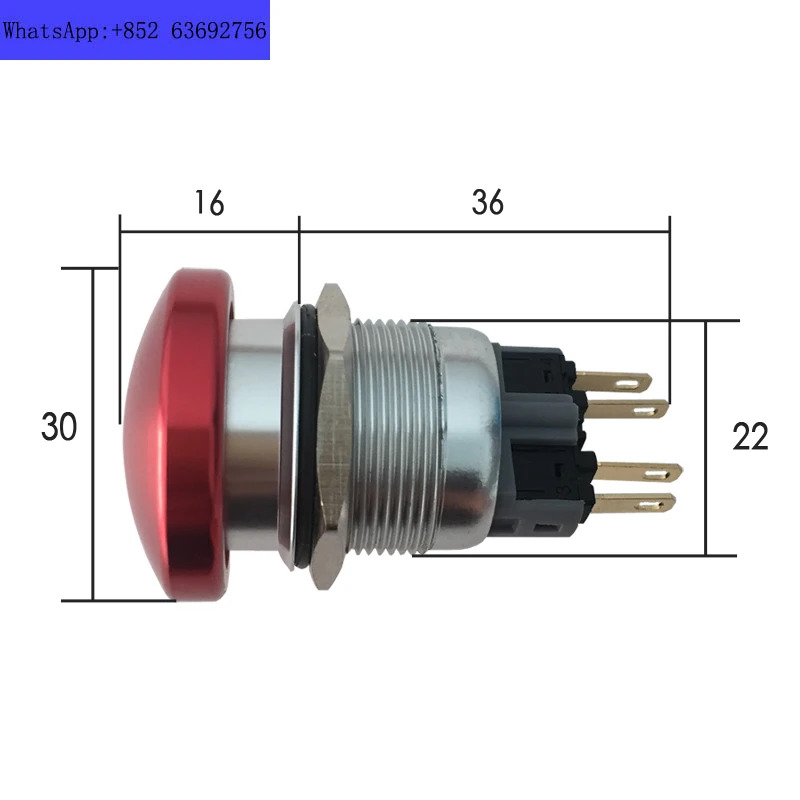 버섯 머리 자체 반복 방수 탭 비상 정지 회전 잠금 해제 금속 푸시 버튼 스위치 12mm 16mm 19mm 22mm 신