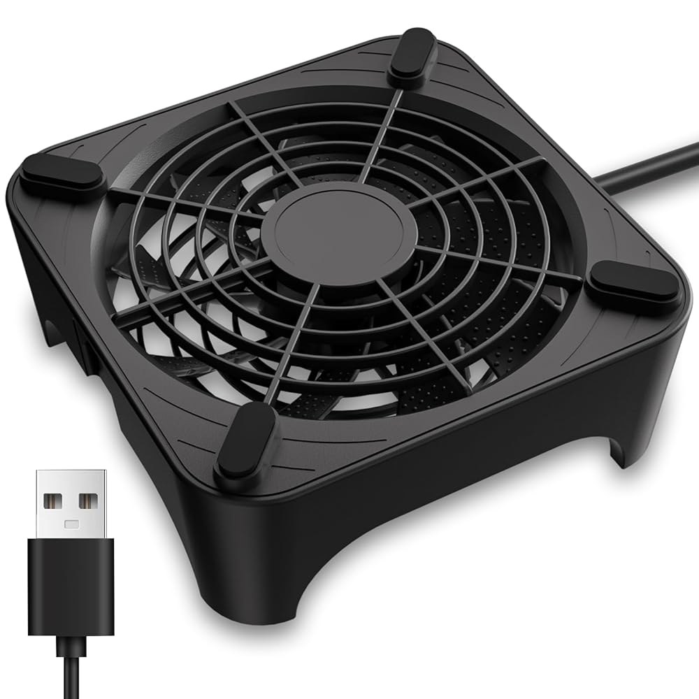 GSCOLLER X1 USB 냉각 팬, 케이블이 내장된 18dB 초조용 120mm 컴퓨터 라우터, 수신기, 앰프, DVR, 플레이스테이션, Xbox, 캐비닛 등에 적합한 휴대용 - 상품 이미지