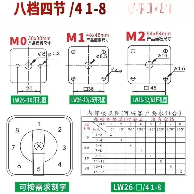 3단계 LW26-20 회전 조정 스위칭 밴드 조합을 갖춘 범변환 스위치