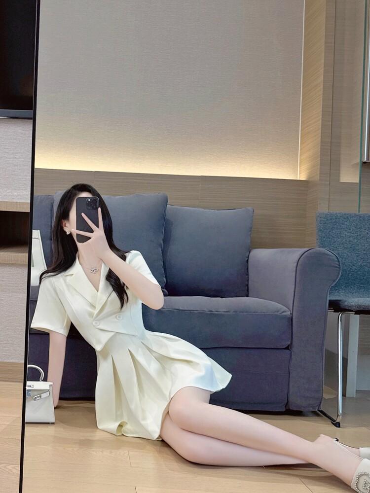 여름 투피스 크롭자켓 팬츠 반바지 출근룩 셋업 여자 트위드 플리츠 반팔자켓 - 상세 이미지 3