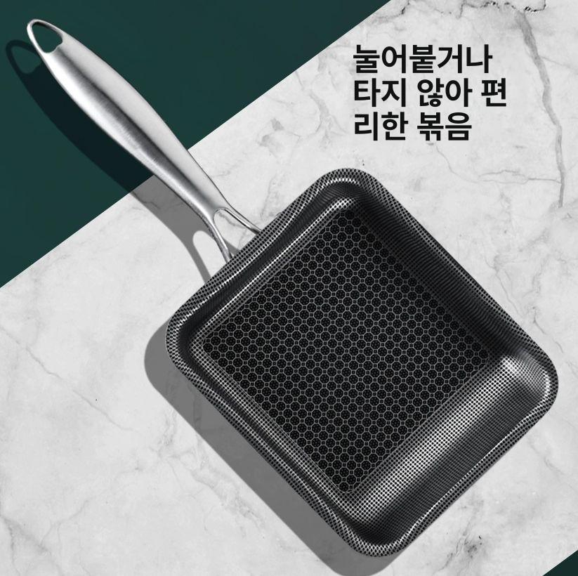 스텐 논슬립 사각후라이팬 스테인레스 토스트 떡볶이 계란말이팬 프라이팬 그래핀 - 상세 이미지 4